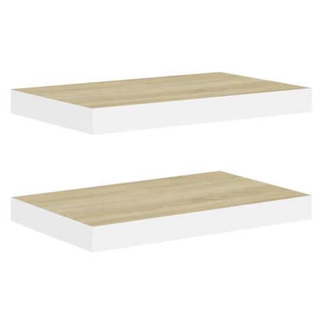 vidaXL Plovoucí nástěnné police 2 ks dub a bílé 40 x 23 x 3,8 cm MDF