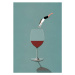 Ilustrace Businesswoman diving into large glass of wine, Malte Mueller, 26.7x40 cm