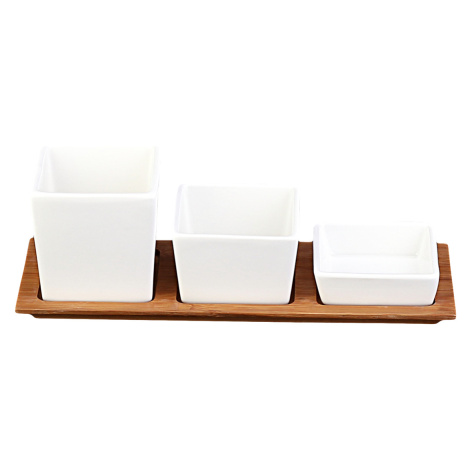 Sada servírovacích misek na bambusovém podnose (4 ks) - Basic - 451357