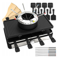 Elektrický Gril Fondue 1,6L Raclette 3V1 8 Pánve 1400W