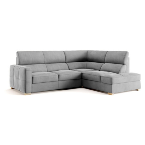 Rohová sedací souprava pravá pro každodenní spaní s mechanismem rozkládání typu delfín a úložným