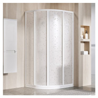 Ravak Supernova SKCP4-80 195 bílá+pearl, čtvrtkruhový sprchový kout 80 x 80 cm - rám BÍLÝ, výplň