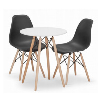 Jídelní stůl TODI bílý 60 cm se dvěma židlemi OSAKA černé