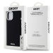 Zadní kryt DKNY Liquid Silicone Silver Metal Logo Magsafe pro Apple iPhone 15, černá