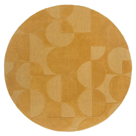 Žlutý vlněný kulatý koberec ø 160 cm Gigi - Flair Rugs