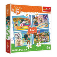Trefl Puzzle 4v1 Kočičí tým/44 cats v krabici 28x28x6cm