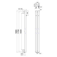 SAPHO PILON otopné těleso 122x1800, se dvěma háčky pro ručník, chrom IZ123T