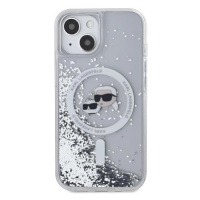 Karl Lagerfeld Liquid Glitter Karl and Choupette Heads MagSafe Zadní Kryt pro iPhone 15 Transpar