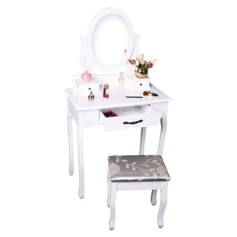 Toaletní stolek s taburetem, bílá / stříbrná, LINET New Tempo Kondela