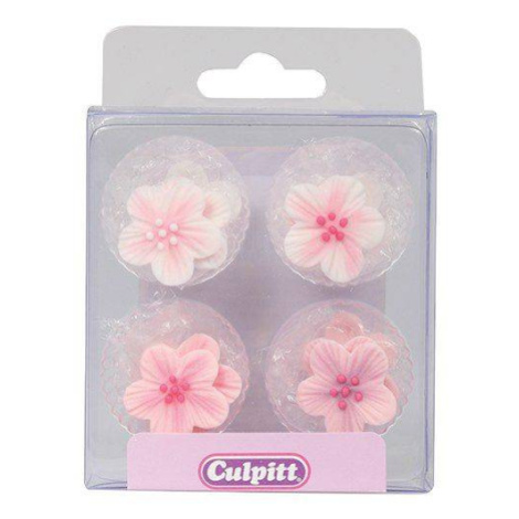 Cukrová dekorace růžvé květiny 12ks - Culpitt
