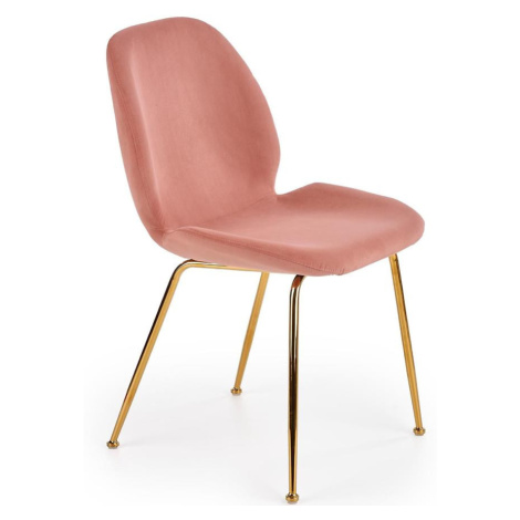Židle K381 látka velvet/chrom růžová/zlatá BAUMAX