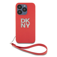 Pouzdro DKNY PU Leather Stack Logo Wrist Strap zadní kryt Apple iPhone 14 PRO MAX Red