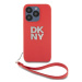 Pouzdro DKNY PU Leather Stack Logo Wrist Strap zadní kryt Apple iPhone 14 PRO MAX Red