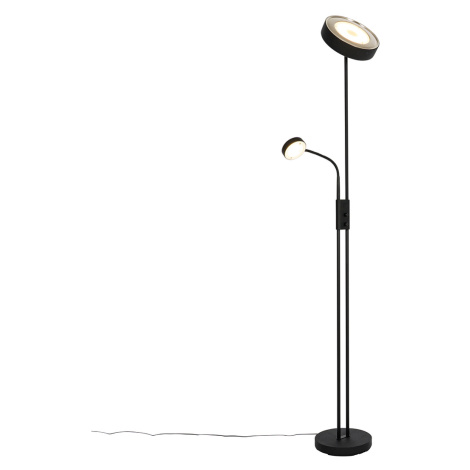 Černá stojací lampa včetně LED a stmívače s lampičkou na čtení - Kelso QAZQA