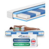 AM Qualitätsmatratzen MATRACE s taštičkovými pružinami 1000 pružin cm H4 - výška 24 cm a potah z