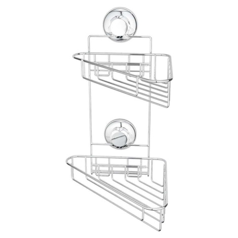 Rohová samodržící kovová koupelnová polička ve stříbrné barvě Bestlock Bath – Compactor