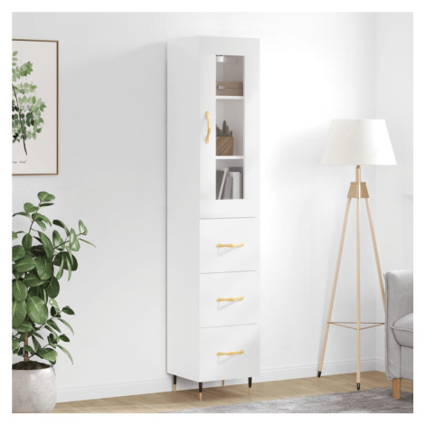 vidaXL Skříň highboard bílá s vysokým leskem 34,5x34x180 cm kompozit