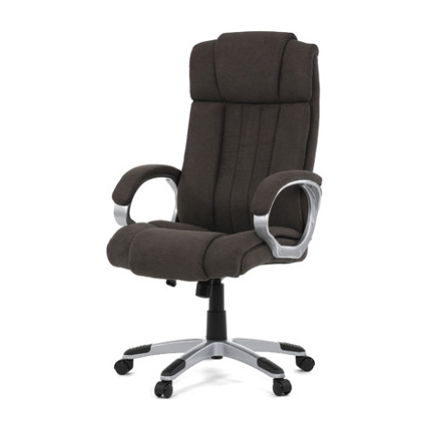 Kancelářská židle, plast ve stříbrné barvě, hnědá látka, kolečka pro tvrdé podlahy Autronic