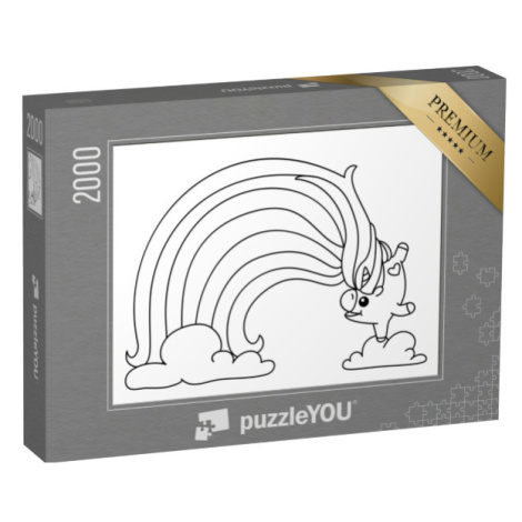 puzzle 2000 dílků „puzzleOMALOVÁNKY: Duhový jednorožec“