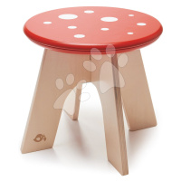 Dřevěná stolička muchomůrka Toadstool Tender Leaf Toys muchomůrka s červeným puntíkovaným sedadl