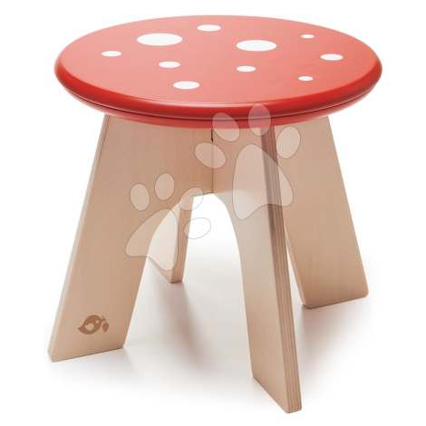 Dřevěná stolička muchomůrka Toadstool Tender Leaf Toys muchomůrka s červeným puntíkovaným sedadl