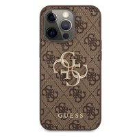 Guess PU 4G Metal Logo Zadní Kryt pro Apple iPhone 13 Pro Max Brown