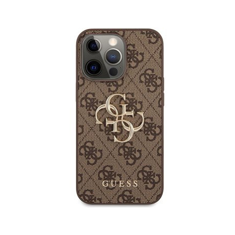 Guess PU 4G Metal Logo Zadní Kryt pro Apple iPhone 13 Pro Max Brown