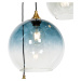 Art Deco Závěsná lampa mosazná s modrým sklem kulatá 7-světelná - Sandra