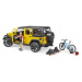 Bruder 02543 JEEP Wrangler Rubicon, horské kolo a cyklista