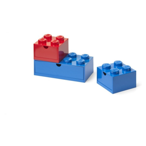 LEGO STORAGE - stolní boxy se zásuvkou Multi-Pack 3 ks - červená, modrá