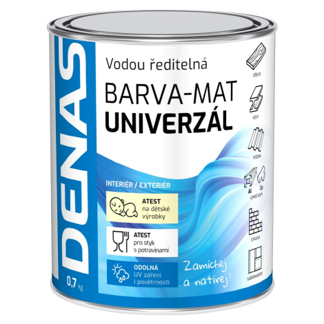 Denas Vrchní barva na dřevo, kov a beton Univerzál-mat, 0220 světle hnědá, 700 g