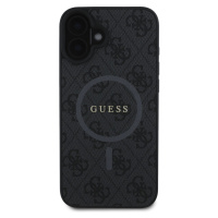 Zadní kryt Guess PU Leather 4G Colored Ring MagSafe pro Apple iPhone 16, černá