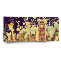 Sablio Obraz Londýn Big Ben Flowers - 110x50 cm