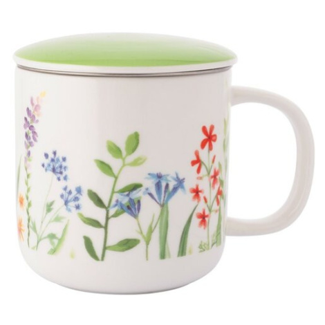 Altom Porcelánový hrnek s čajítkem a víčkem Nature Awakening 380 ml