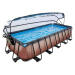 Bazén s krytem a pískovou filtrací Wood pool Exit Toys ocelová konstrukce 540*250*100 cm hnědý o