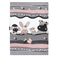 Dywany Łuszczów Dětský kusový koberec Petit Farm animals pink - 160x220 cm