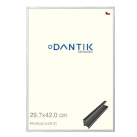 DANTIK rámeček 29,7 × 42, ALU profil 7001 Stříbrný lesklý plexi čiré