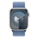 Apple Watch Series 9 45mm Stříbrný hliník s ledově modrým provlékacím řemínkem Stříbrná