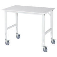 RAU Pojízdný pracovní stůl, podstavec 60 x 30 mm, š x h desky 1250 x 800 mm, melaminová deska