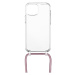 Pouzdro FIXED Pure Neck s růžovou šňůrkou na krk pro Apple iPhone 13 mini