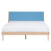 Modrá/přírodní dvoulůžková postel z dubového dřeva 140x200 cm Fawn – Gazzda