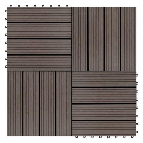 vidaXL 22 ks terasové dlaždice 30 x 30 cm 2 m² WPC tmavě hnědé