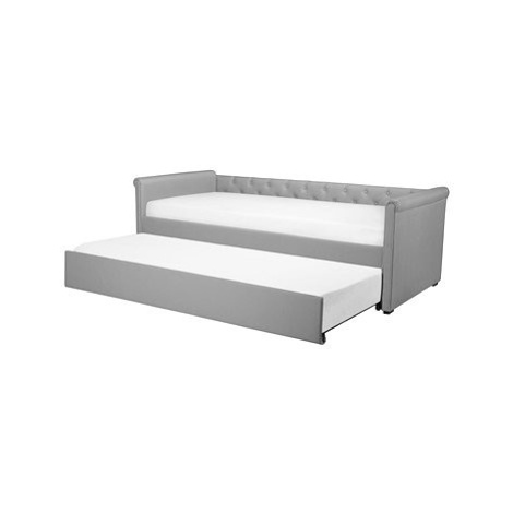BELIANI postel s přistýlkou LIBOURNE 90 × 200 cm, čalouněná, světle šedá