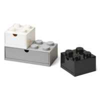 LEGO® stolní boxy se zásuvkou Multi-Pack 3 ks - černá, bílá, šedá