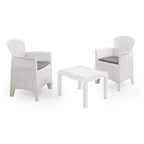 PROGARDEN Zahradní nábytek ratan AKITA sada 3 ks + polstry bílá