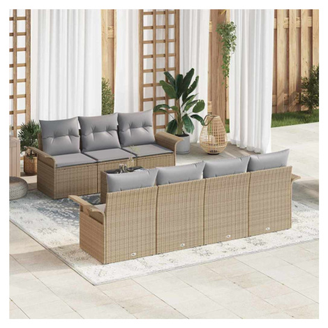 vidaXL Sada zahradních pohovek s polštářem 8 pcs Béžová polyratan