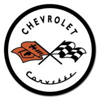 Plechová cedule CORVETTE 1953 CHEVY - Chevrolet logo, (30 x 30 cm)