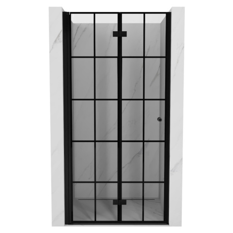 MEXEN MIST dveřní část zalamovací 120x200 cm 6mm černá, dekor, levé 8A6-120-000-70-77-L