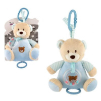 Teddies Medvěd natahovací hrací strojek plyš 18x17cm modrý na kartě v sáčku