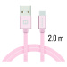 Datový kabel Swissten Textile USB / USB-C 2 M, pink gold